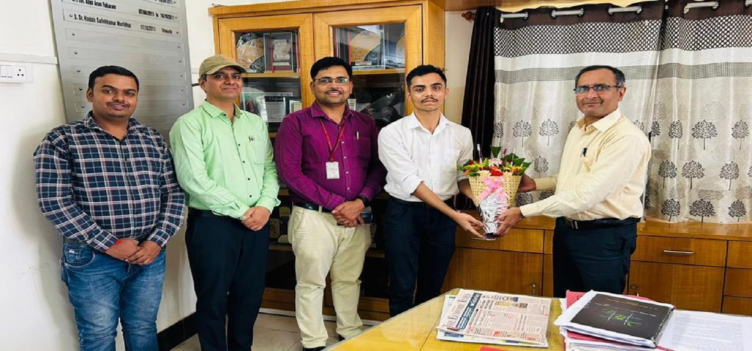 Felicitation of Mr.Samarth Misar by Dr.S.M.Hadole (Principal, K. K. Wagh Agriculture College, Nashik) selected as Sub Inspector in CBI